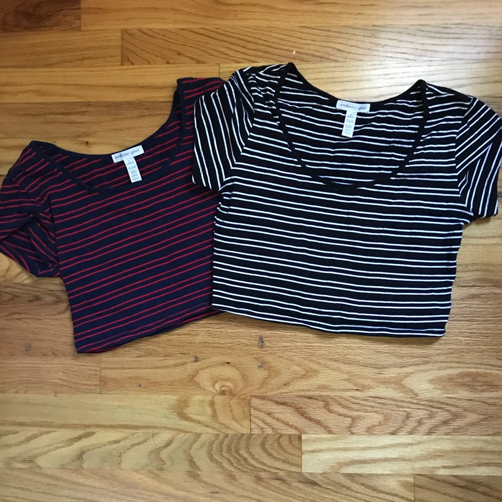 2 for 10 SET of striped crop tops